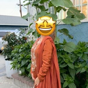 Rust Orange Embellished Traditional Outfit